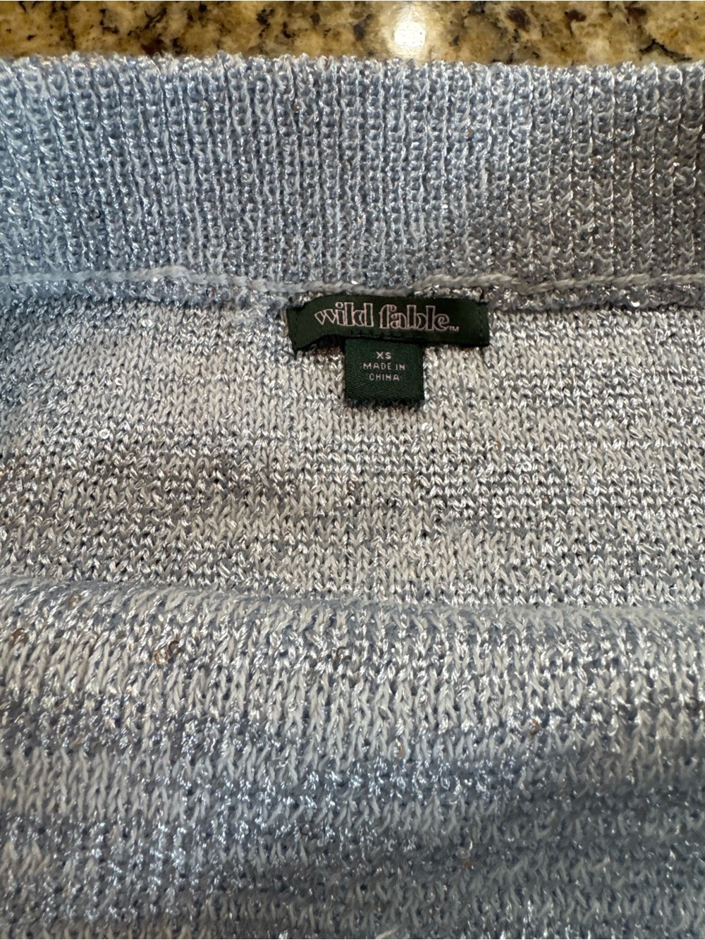 Light Blue XS Knit Mini Skirt Sequin Casual Everyday Style Wild Fable (B9) - Picture 4 of 4